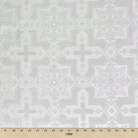 Ecclesiastical Metallic Brocade Fabric - White / Silver Poly Metallic 58/60" By The Yard