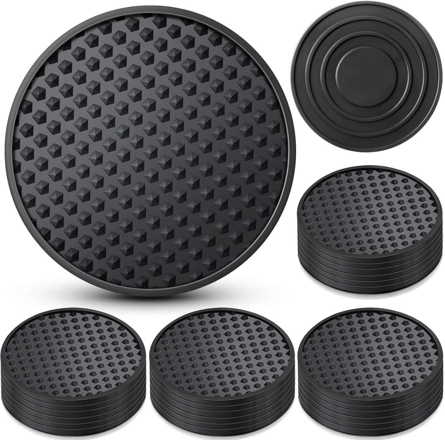 Eccliy 24 Pack Silicone Coasters for Drinks Nonslip Silicone Drink ...