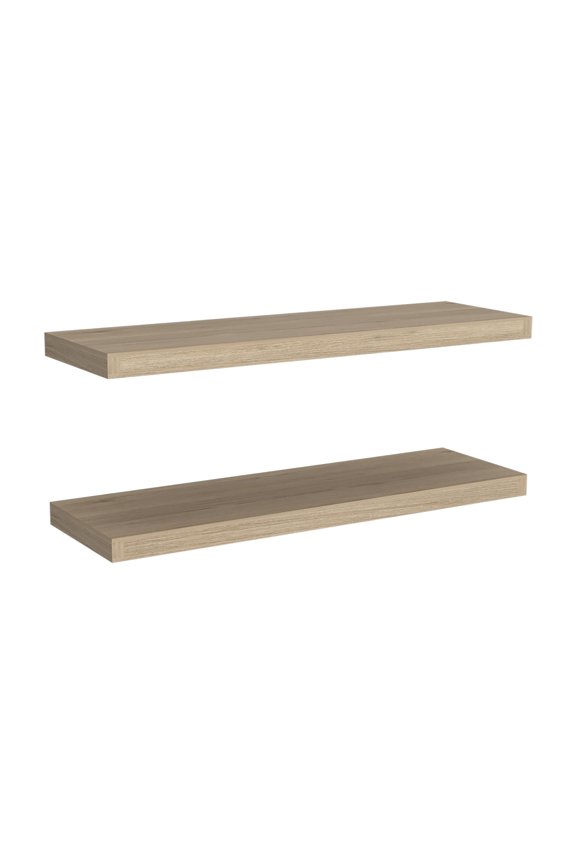 Ecco 31.5 Floating Shelves Set of 2, Light Pine Wall Shelves for Bedroom Living Room