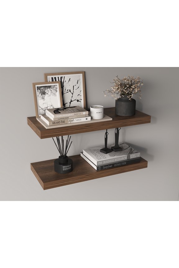 Ecco 31.5" Wide Floating Shelves Set Of 2, Shelves For Wall Decor For Bedroom, Bathroom Storage Shelves, Book Shelves For Living Room