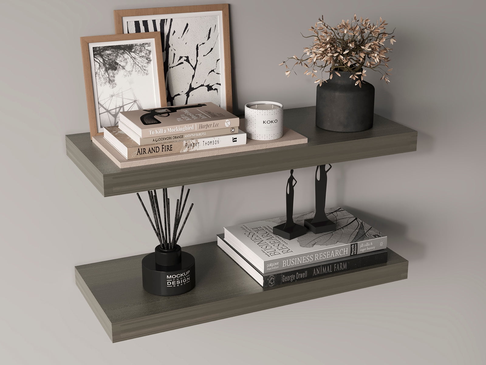 Ecco 31.5" Wide Floating Shelves Set of 2 Engineered Wood Gray