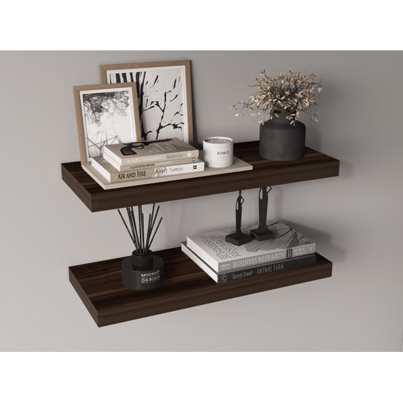 Ecco 31.5" Wide Floating Shelves Set of 2 Engineered Wood Dark Oak
