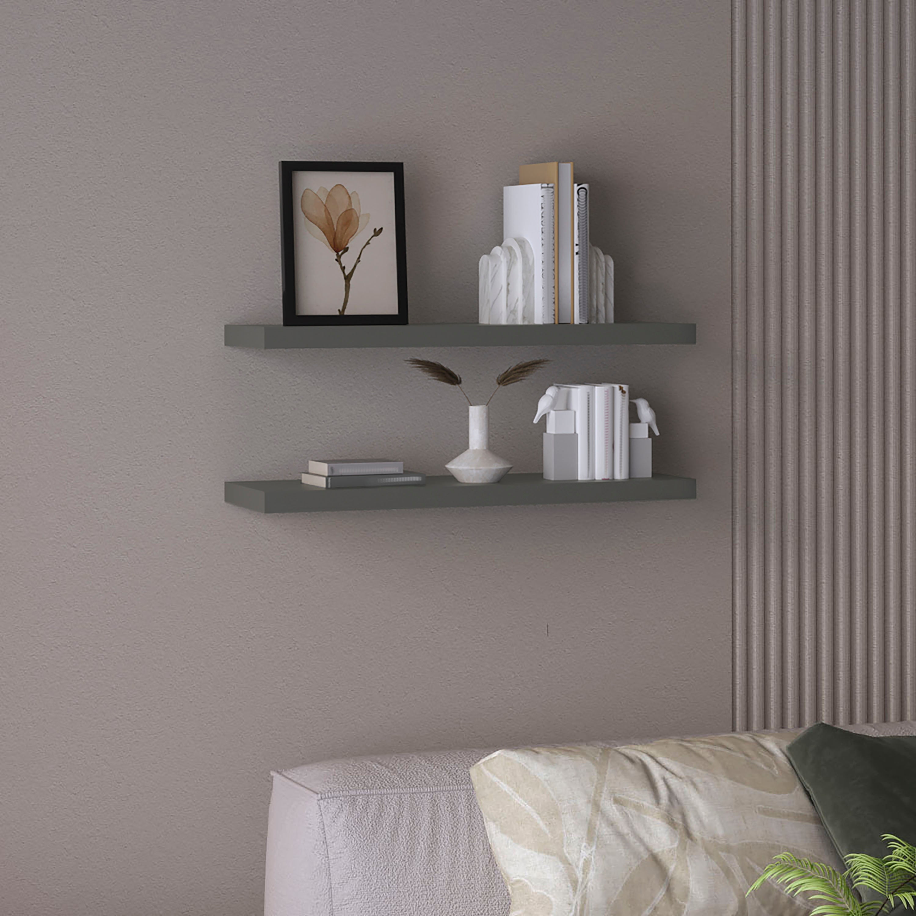 Ecco 31.5" Wide Floating Shelves  Set of 2 Engineered Wood Gray