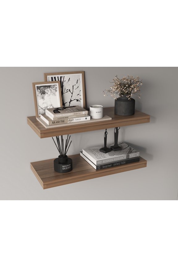 Ecco 31.5" Wide Floating Shelves Set of 2 Engineered Wood Light Brown
