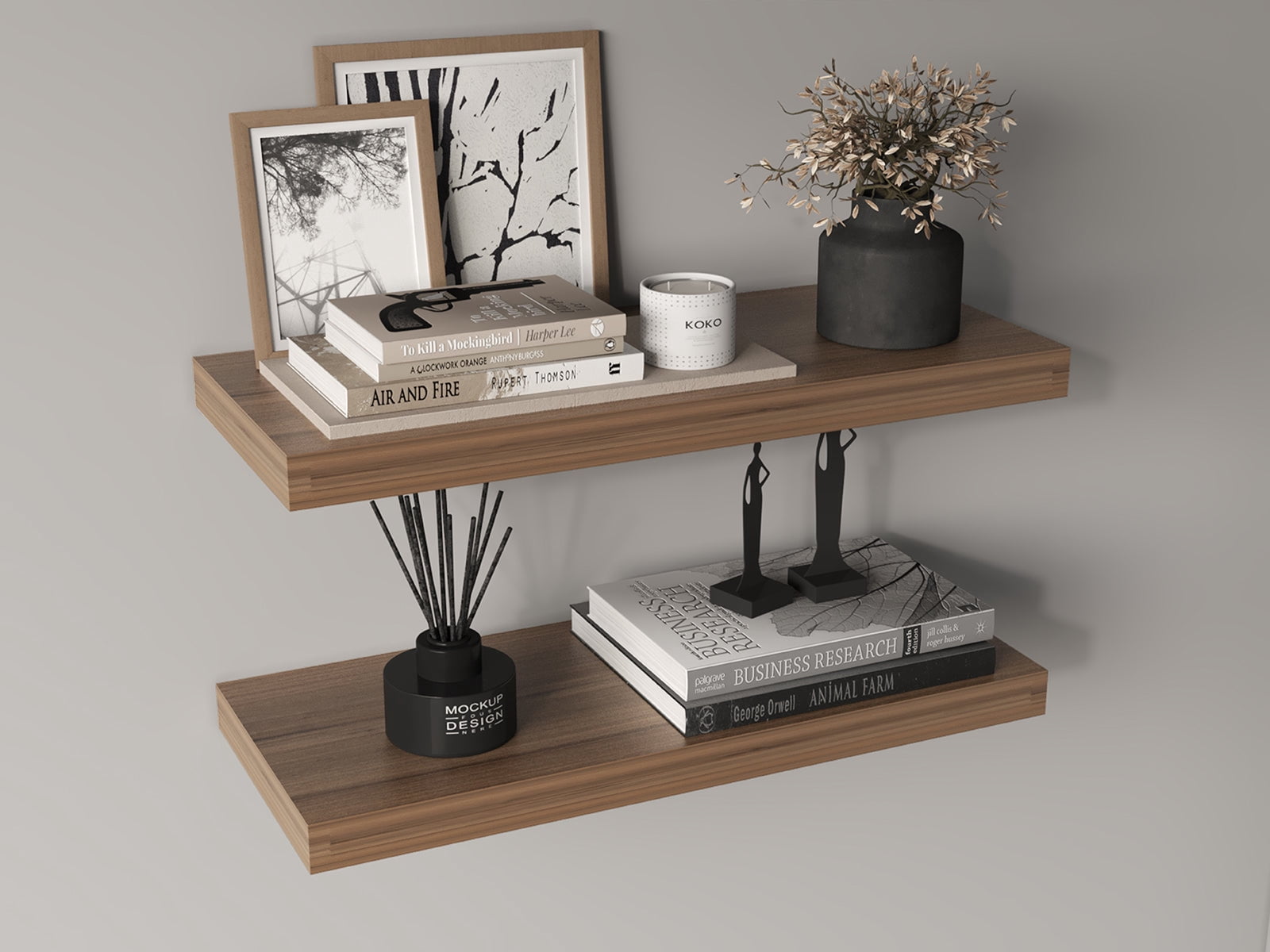 Ecco 31.5" Wide Floating Shelves Set of 2 Engineered Wood Light Brown