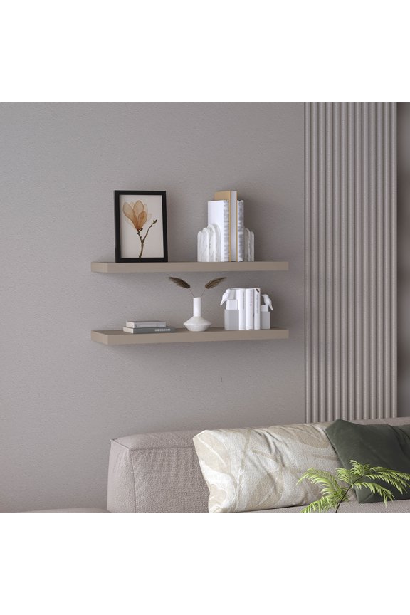 Ecco 31.5" Wide Floating Shelves Set of 2, Shelves for Wall Decor for Bedroom, Bathroom Storage Shelves, Book Shelves for Living Room