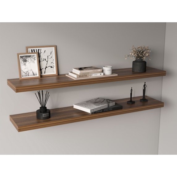 Ecco 47" Wide Floating Shelves Set of 2 Engineered Wood Walnut