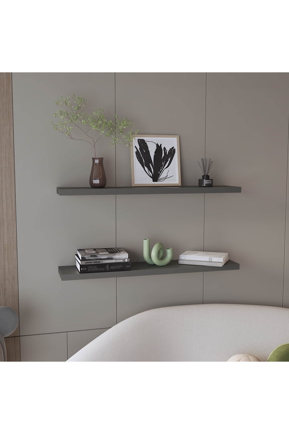 Ecco 47" Wide Floating Shelves Set of 2 Matt Gray Engineered Wood Matt Gray