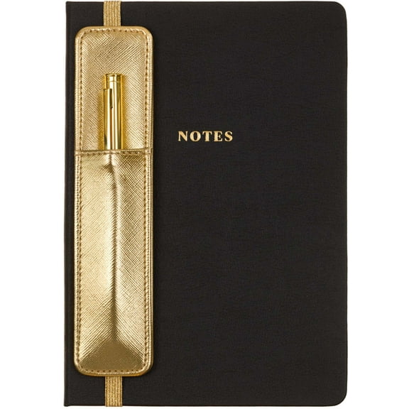 Eccolo Black Journal with Gold Pen Holder