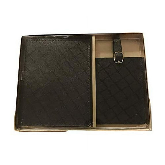 Eccolo Faux Leather Passport Cover and Luggage Tag Set (Let's Jet)