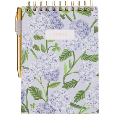 Eccolo Thimble Press Steno Pad Hydrangea with Pen 6x8.5