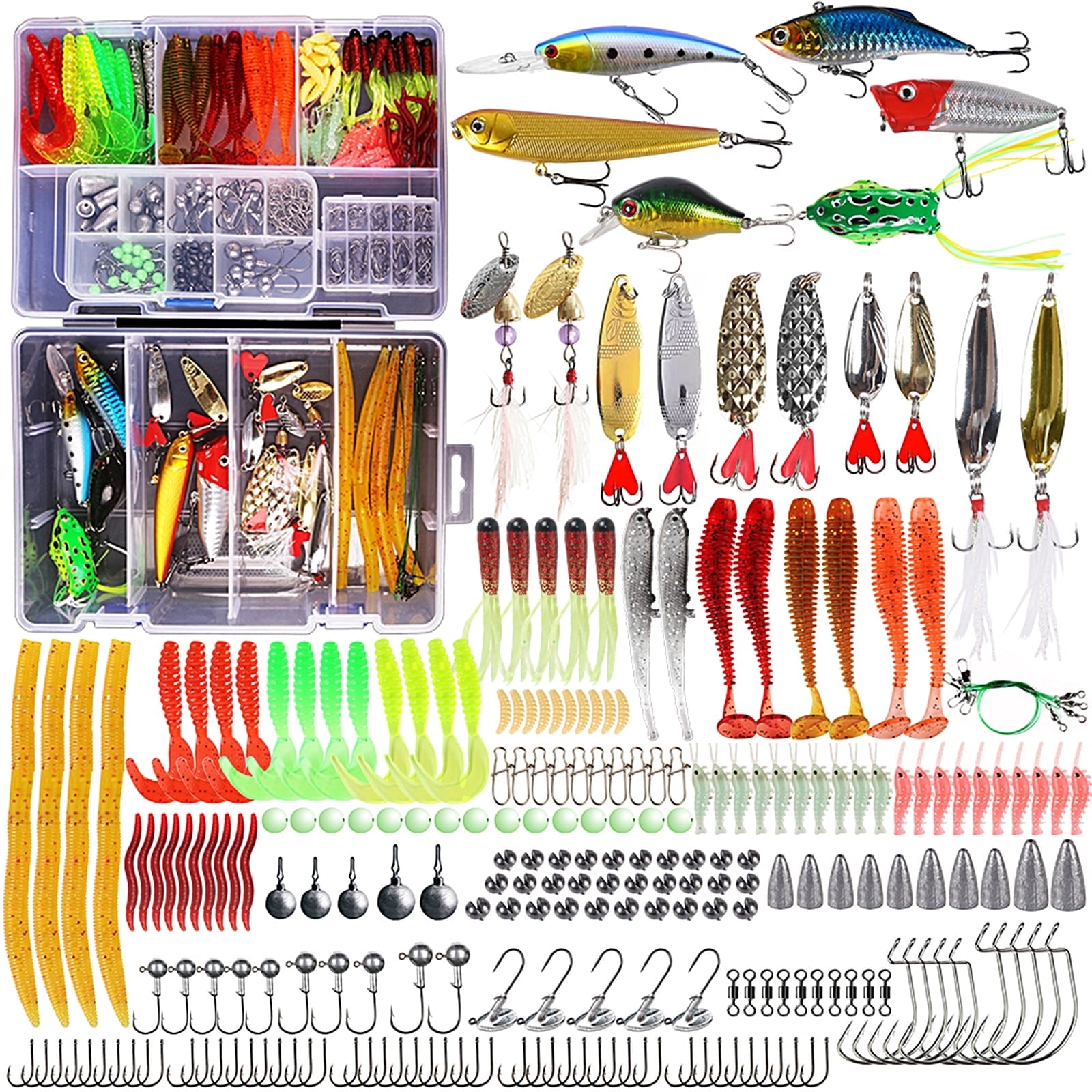 Eccomum 327 PCS Fishing Lures, Fishing Tackle Box with Tackle Included, Crankbaits, Hooks, Weights, Other Accessories, Fishing Lure Bait Gear Equipment Kit for Me Freshwater Bass