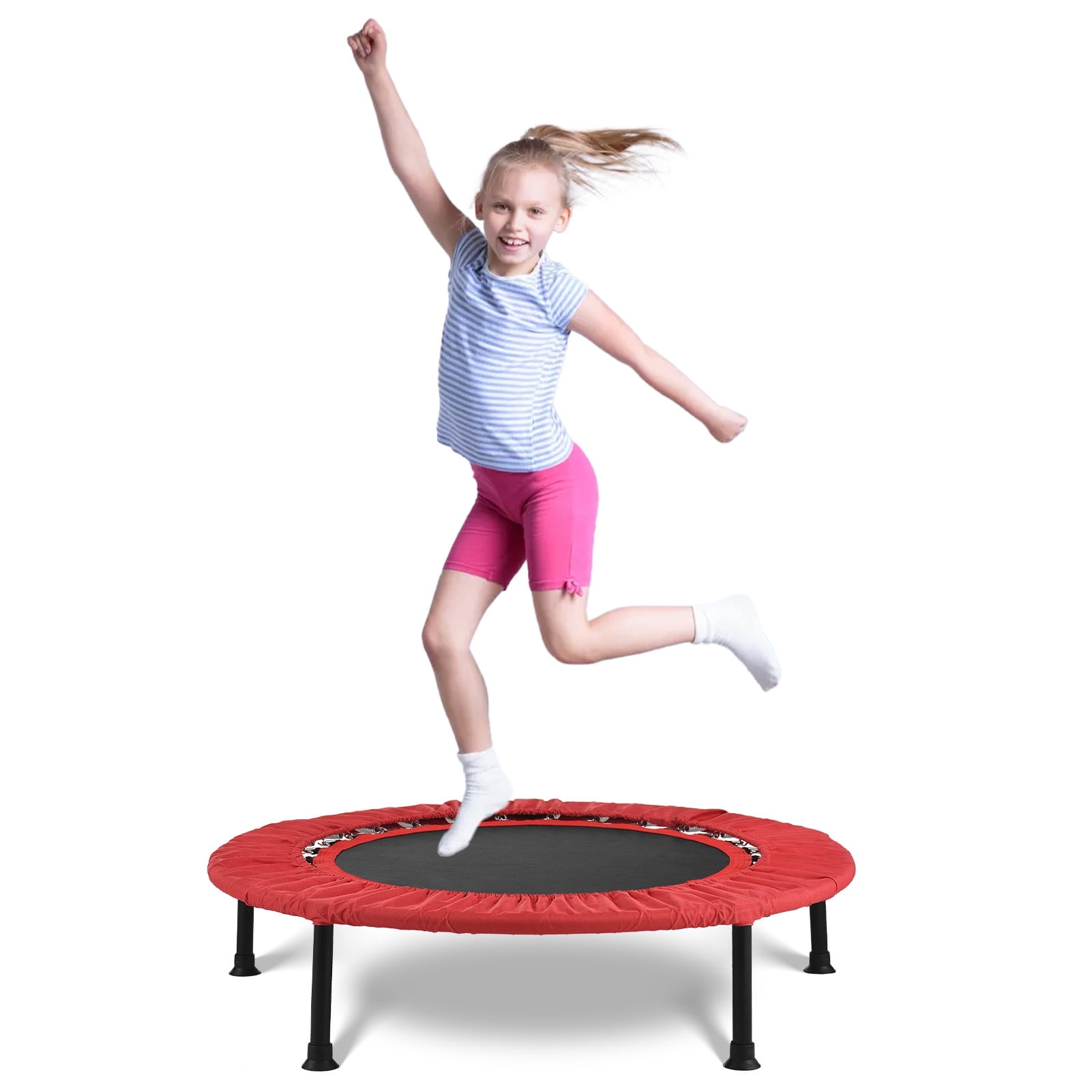 Eccomum 36-Inch Kids Trampoline for Toddlers, Portable Recreational Children, Mini Trampoline Indoor or Outdoor Jump Sports, Max Load 132LBS, Red