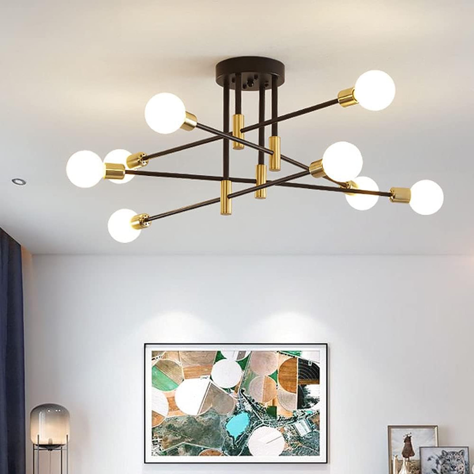 Eccomum 8-Light Sputnik Chandelier, Adjustable Modern Ceiling Fixture ...