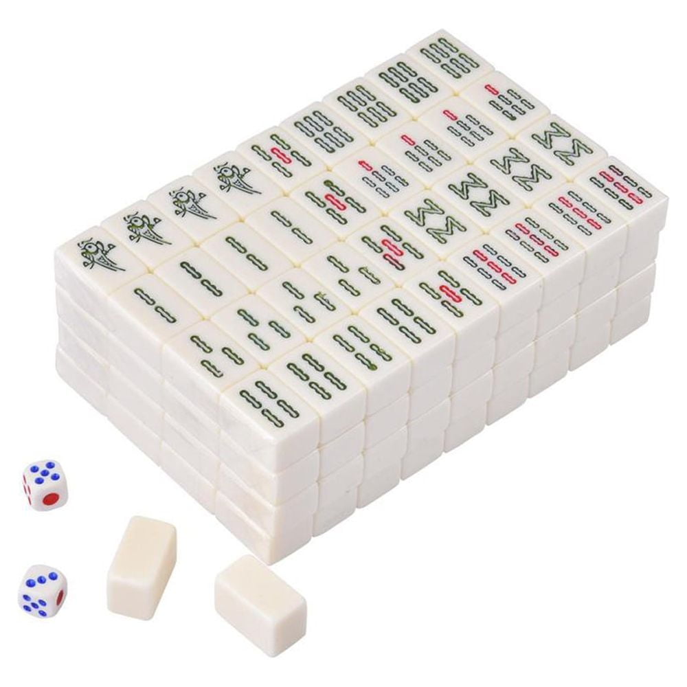  XALO Chinese Mahjong Set with 144 Large Tiles, 1.42 Inch  Traditional Hand Rub Mahjong Games Premium White Acrylic Premium Board Games  Family Game for 4 Players : Toys & Games