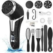 Eccomum Electric Callus Remover for Feet, Portable Pedicure Kit Foot File Callus Remover, Rechargeable Waterproof Foot File for Foot Care Deadskin Remover with 3Head & LCD Display