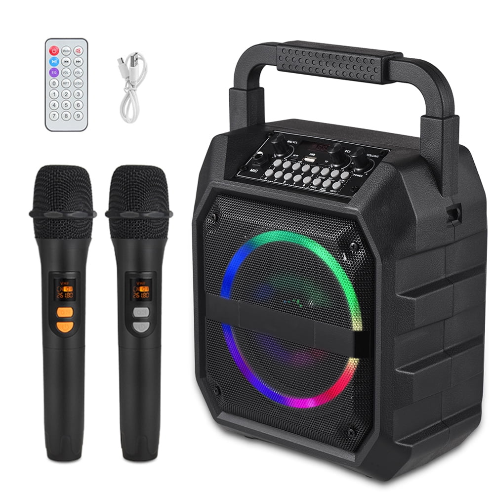 Eccomum Karaoke Machine with Two Wireless Karaoke Microphone, Portable Karaoke Speaker with PA System and LED Lights for Adults Kids