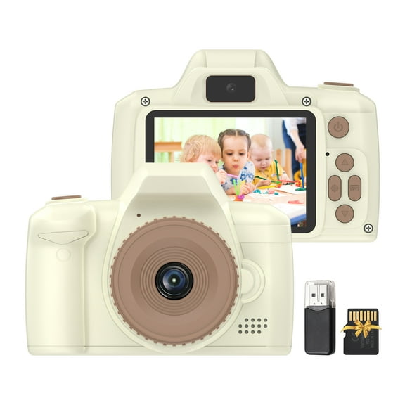 Eccomum Kids Camera, HD 1080P Digital Video Camera for Boys and Girls, 48MP Kids Selfie Camera Built-in Battery, 2.4 Inch IPS Screen Portable Toy Toddler Camera with Card Reader And 32GB Card