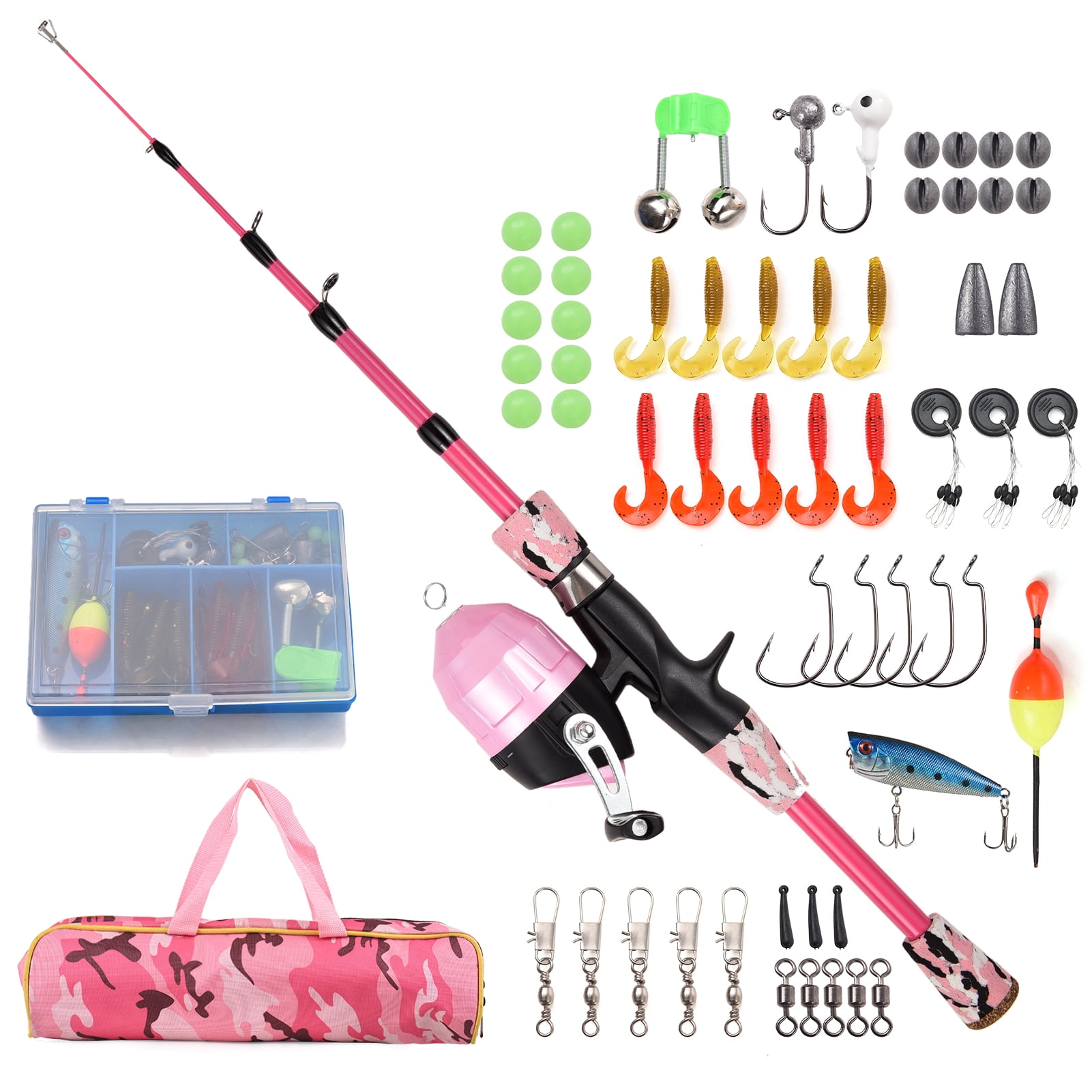 SPRING PARK Kids Fishing Pole Telescopic Fishing Pod All-in-One Fishing Kit  with Travel Box and Reel Kit for Boys, Girls, Or Youth 