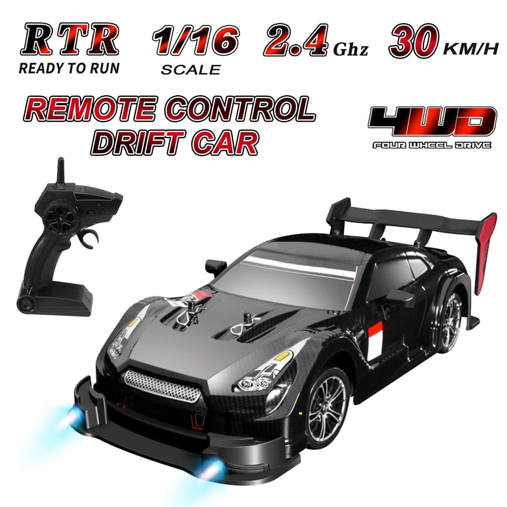 Eccomum RC Sport Racing Drift Car, 1/16 Remote Control Car, 4WD RTR Vehicle High Speed 40km/h, for Adults Kids Gifts, Black