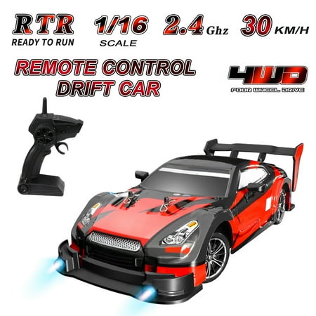 Eccomum RC Sport Racing Drift Car, 1/16 Remote Control Car, 4WD RTR Vehicle High Speed 40km/h, for Adults Kids Gifts, Red