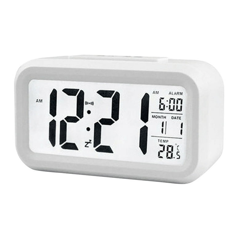 Electime Wooden Digital Alarm Clock with Calender, Temperature, Humidity and Snooze, Electric Clock for Home Bedroom, BATTREY Powered, LCD Screen