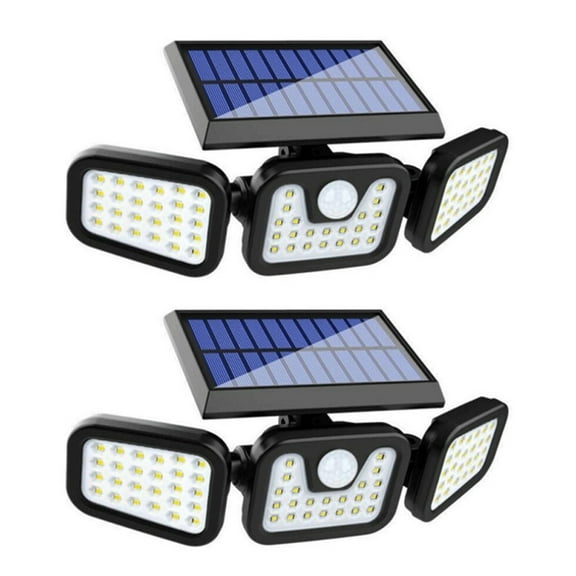 Eccomum Solar Light Outdoor, 6500K Solar Motion Sensor, 3 Head Security Lights Solar Powered, IP65 Waterproof, 2 Pack