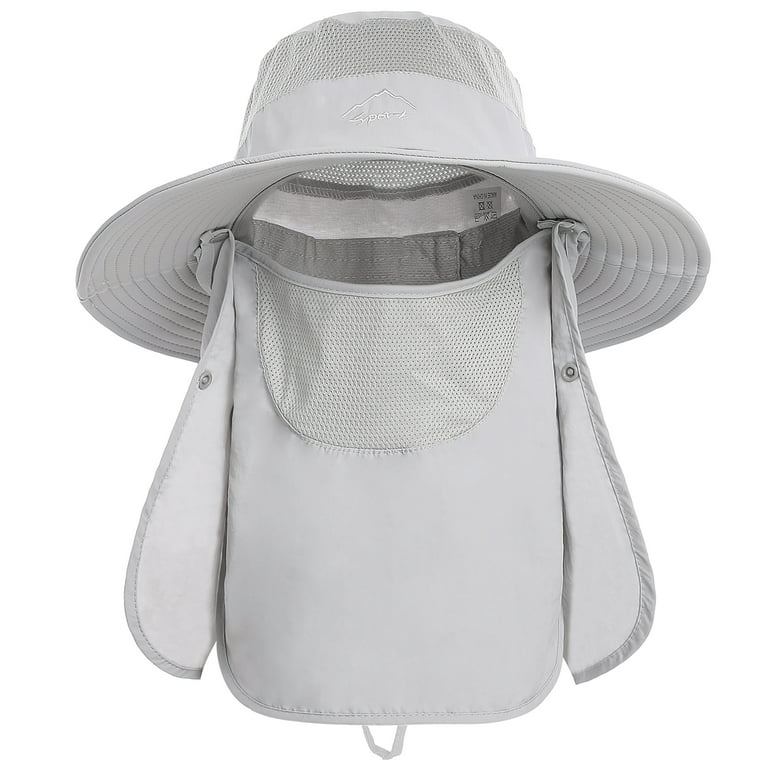 Eccomum Wide Brim Sun Hat with Detachable Neck Flap and Face Cover Men  Women Fishing Outdoor Travel Hat