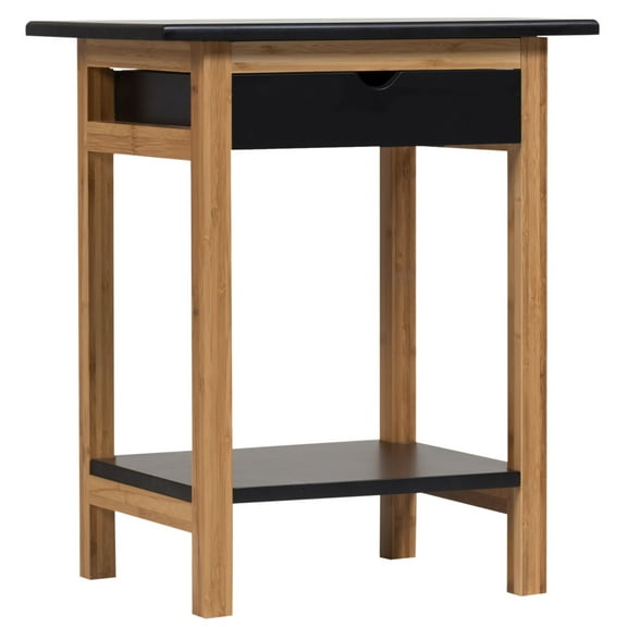 Eccostyle 2-Tier Solid Bamboo Frame 1-Drawer End Table - Black