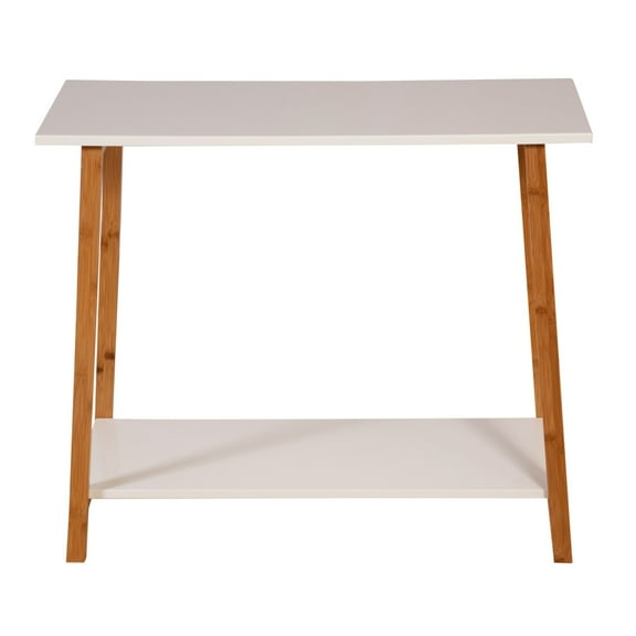 Eccostyle 2-Tier Solid Bamboo Frame Console Table - White