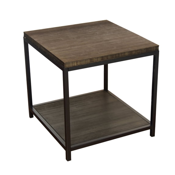 Eccostyle 2-Tier Solid Bamboo Steel Frame End Table - Brushed Brown