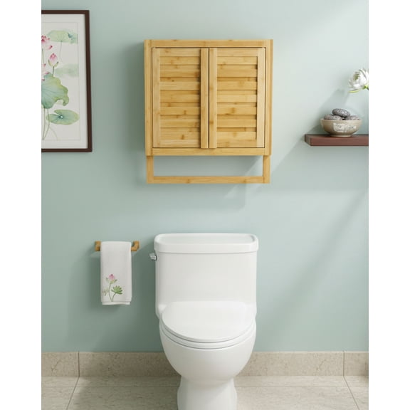 Eccostyle Bamboo 20.5 in. Bathroom 2 Door Wall Mount Cabinet, Natural