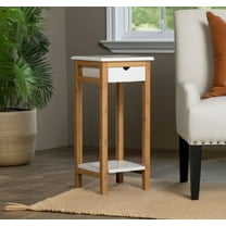 Bamfox 2 Tier Solid Bamboo Frame Plant Stand White Beach,Modern & Contemporary