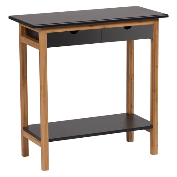 Eccostyle Modern Bamboo Entryway Table, 2 Drawers, Black Matte