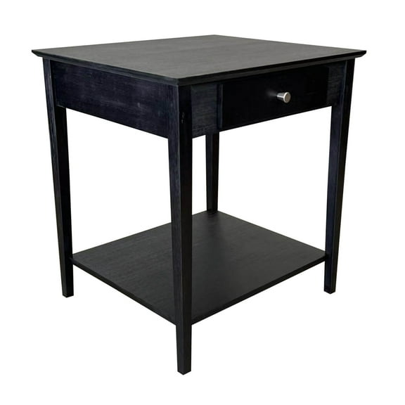 Eccostyle Solid Bamboo End Table with Drawer - Charcoal