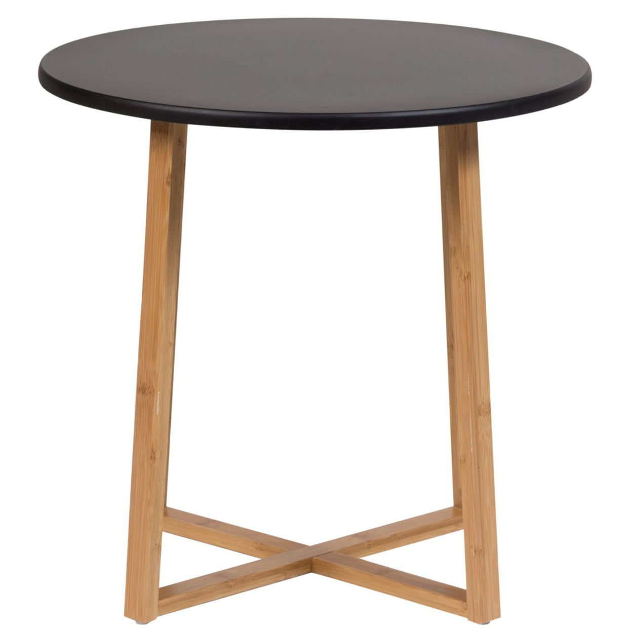 Black Round Bamboo Frame End Table with MDF Top