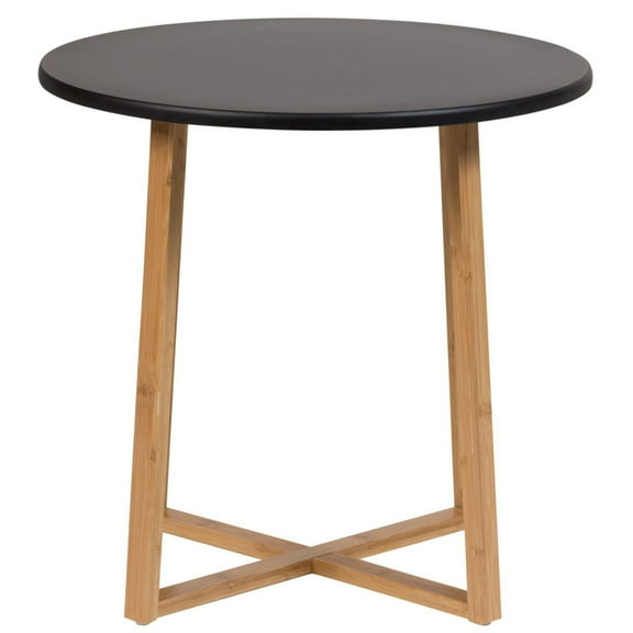 Eccostyle Solid Bamboo Frame Round End Table - Black