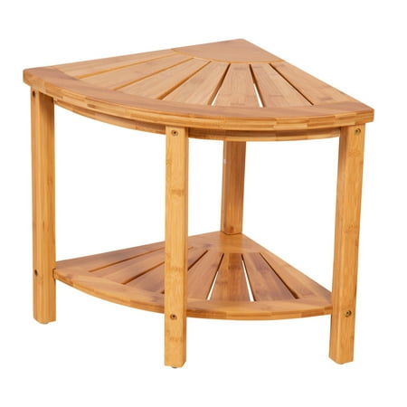 Eccostyle Solid Bamboo Spa Style Corner Bench - Natural