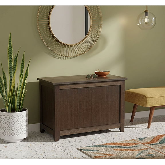 Fairway Avenue Home Bamboo Storage Chest Bench, Safety Hinge, Brushed Brown