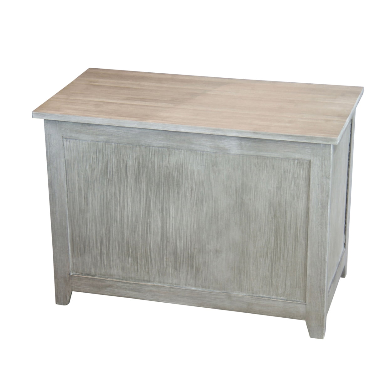 Brushed Gray Bamboo Storage Chest Bench with Safety Hinge