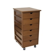 Eccostyle by CCL Bamboo 6 Drawer Rolling Cart in Caramel