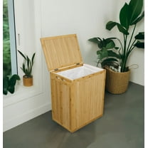 Eccostyle by CCL Solid Bamboo Folding Clothes Hamper with Removable Laundry Bag