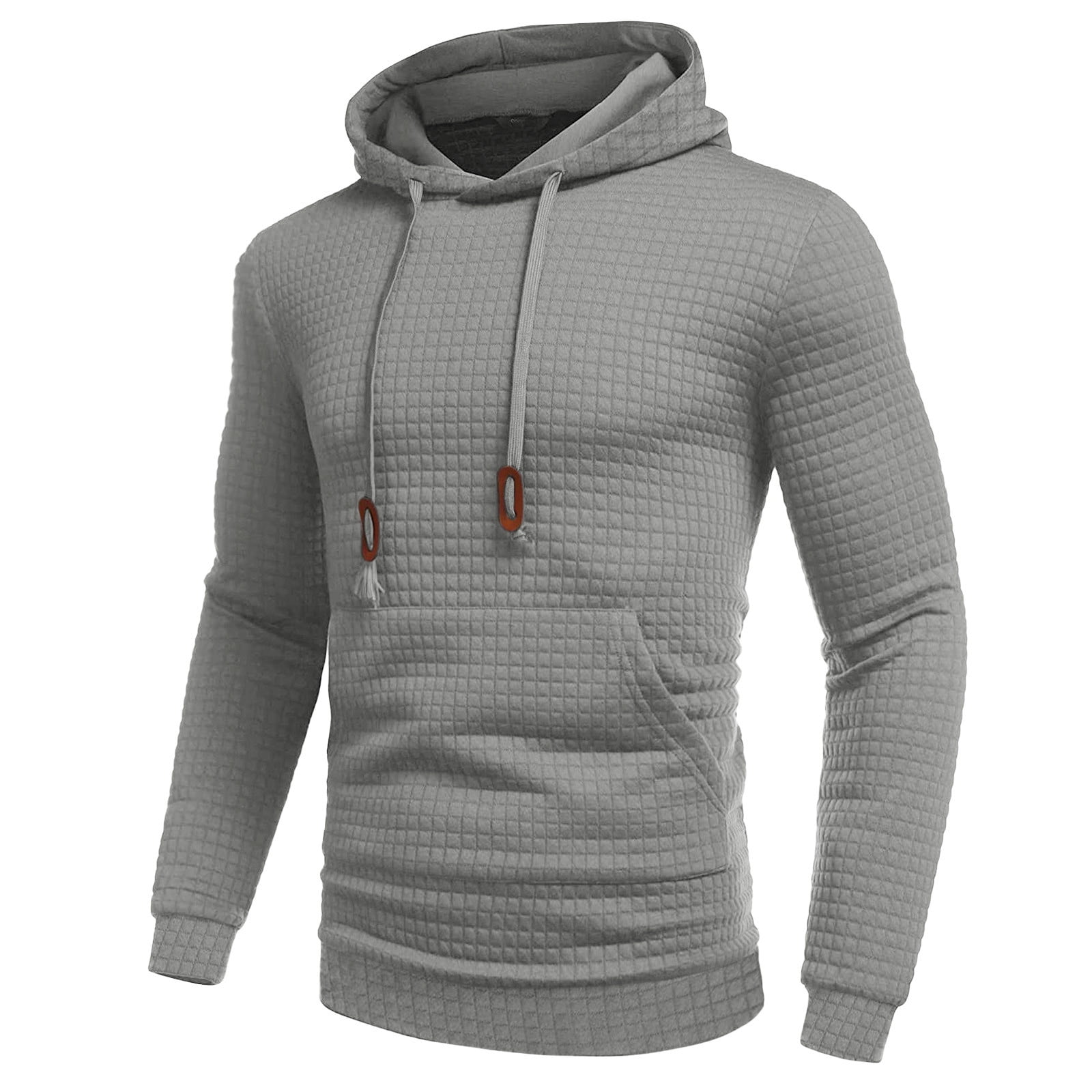 Eccviko Men's Slim Pullover Hoodies Plaid Jacquard Long Sleeve