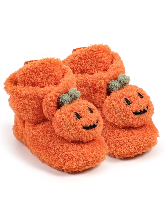Baby Fuzzy Bootie Slippers Halloween Cozy Sock Shoes Soft Infant Shoes Warm Fleece Slippers for Toddlers