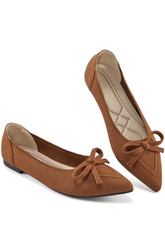 Ballet Flats Shoes for Women Dressy Pointed Toe Knit Flats Slip On Shoes for Driving Dating Wedding
