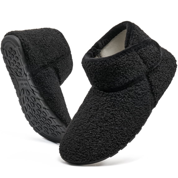 Ecetana Bootie Slippers for Women Furry Warm Slippers Sock Shoes Cozy Hook-Loop House Slippers