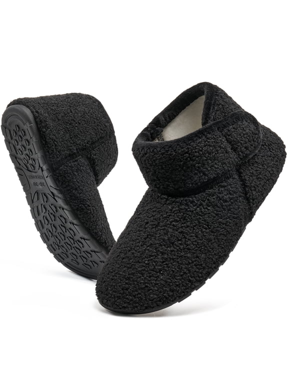 Bootie Slippers for Women Furry Warm Slippers Sock Shoes Cozy Hook-Loop House Slippers