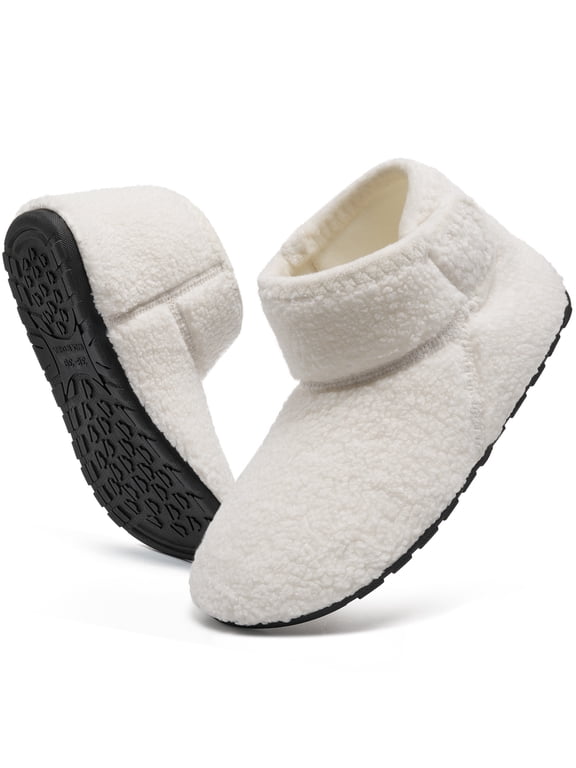 Bootie Slippers for Women Furry Warm Slippers Sock Shoes Cozy Hook-Loop House Slippers