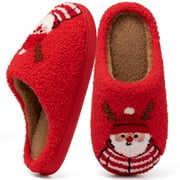 ECETANA Christmas House Slippers for Women Men Holiday Indoor Bedroom Warm Cozy Fluffy Slippers