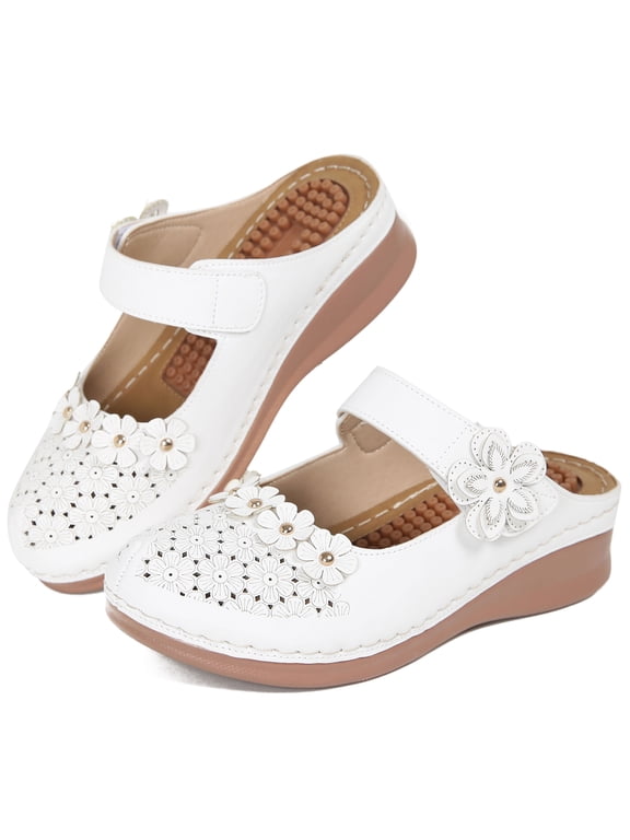 Clogs for Women Slip On Shoes Comfort Women Mules Closed Toe Sandals with Hook Loop